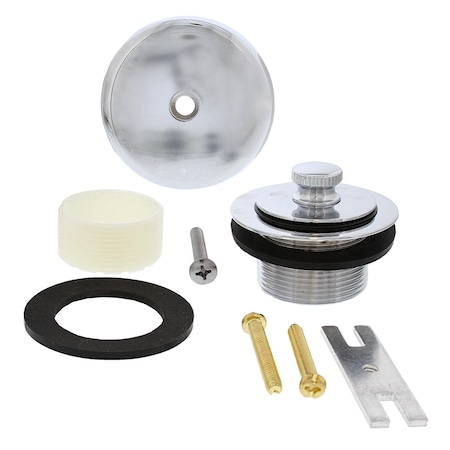 Jones Stephens Chrome Plated One-Hole Friction Lift Tub Drain Trim Kit, Includes Two-Hole Conversion Bar B51034